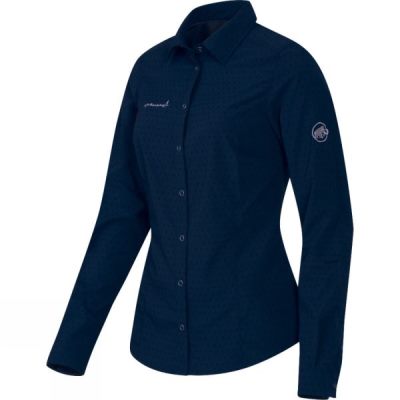 Camisa Mammut Glider Manga Larga Mujer Azul Marino - Chile MNC594021